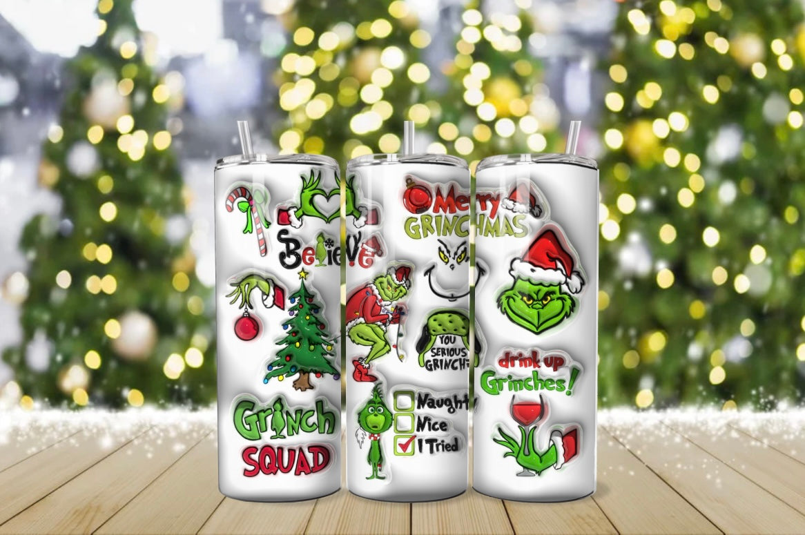 Merry Grinchmas Tumbler | Holiday Character Design | New Creation's Love