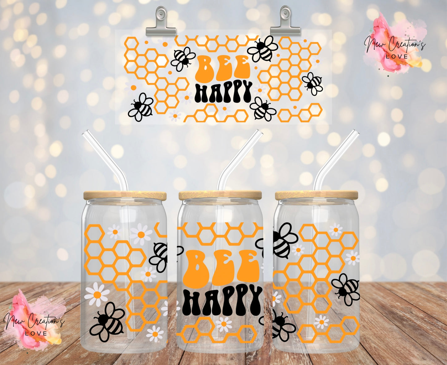 Bee Happy Glass Tumbler